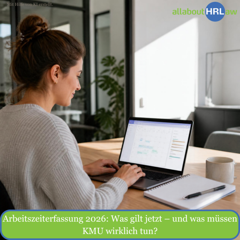 Arbeitszeiterfassung 2026: Mitarbeiterin nutzt eine digitale Zeiterfassung am Laptop im modernen Arbeitsalltag.
